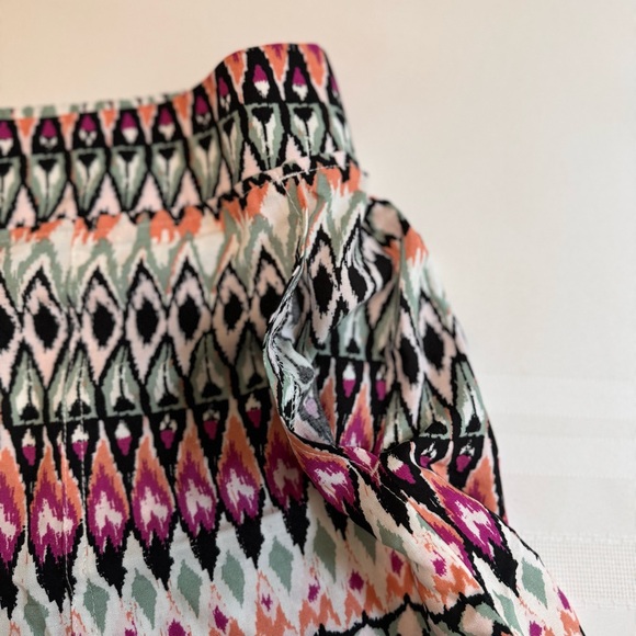 Wildfox Geo Print Pull-On Shorts Front Patch Pockets Orange Multi L - Picture 7 of 13